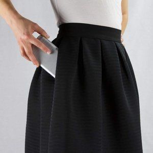 Classic Black Midi Skirt with Pockets